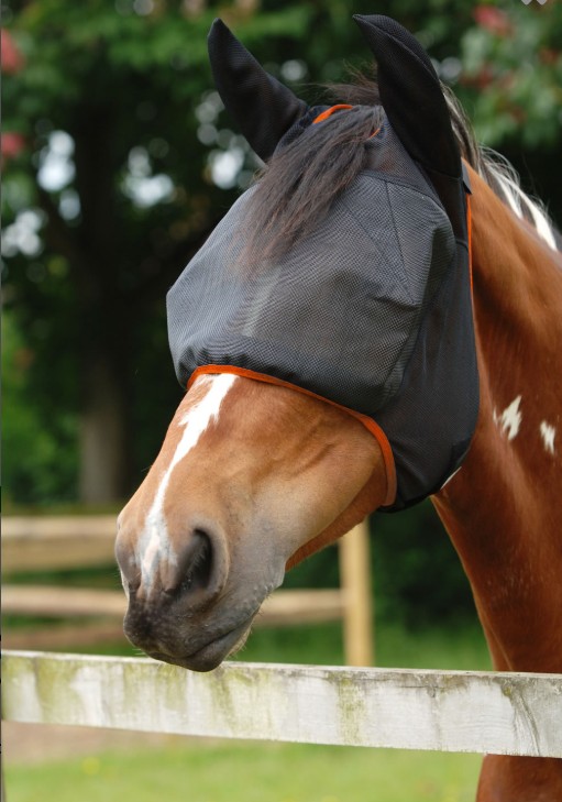 Equilibrium Field Relief Fly Mask Black/Orange with Ears & No Nose