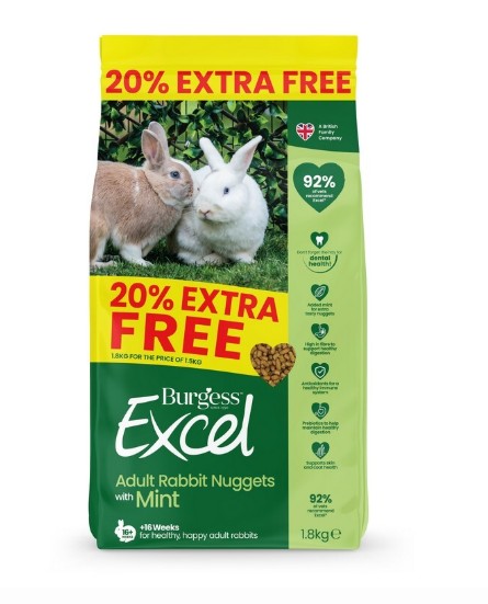Burgess Excel Adult Rabbit Nuggets with Mint