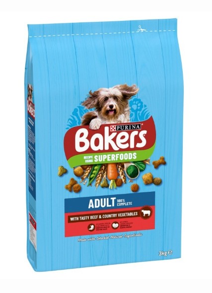 Bakers Adult Dog Food Beef and Vegetables 3kg